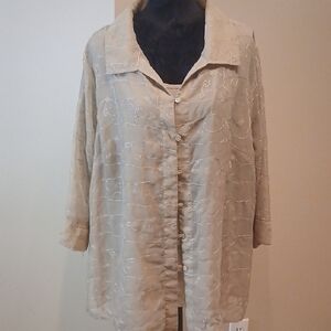 White Stag Tan Embroidered Blouse